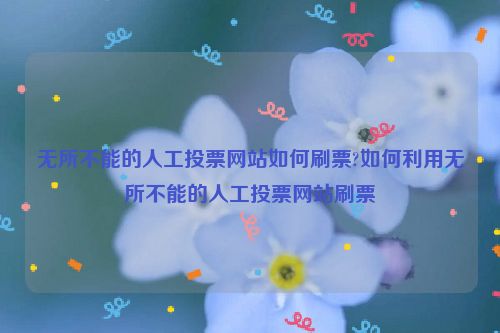 无所不能的人工投票网站如何刷票?如何利用无所不能的人工投票网站刷票