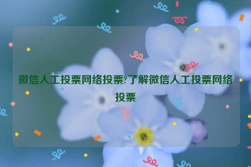 微信人工投票网络投票?了解微信人工投票网络投票