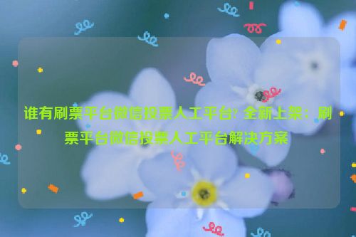 谁有刷票平台微信投票人工平台? 全新上架：刷票平台微信投票人工平台解决方案 