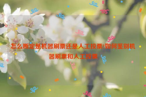 怎么断定是机器刷票还是人工投票?如何鉴别机器刷票和人工投票