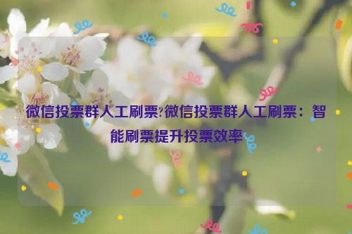 微信投票群人工刷票?微信投票群人工刷票：智能刷票提升投票效率