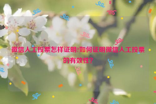 微信人工投票怎样证明?如何证明微信人工投票的有效性？