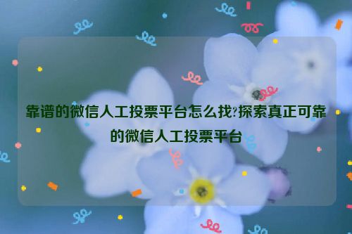 靠谱的微信人工投票平台怎么找?探索真正可靠的微信人工投票平台