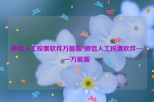 微信人工投票软件万能版?微信人工投票软件——万能版