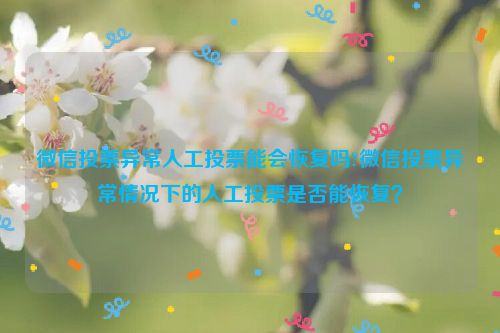 微信投票异常人工投票能会恢复吗?微信投票异常情况下的人工投票是否能恢复？